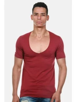 Rabatt ❤️ Shirts & Longsleeves Doreanse T-Shirt Deep V-Ausschnitt In Bordeaux Günstig Kaufen 😍